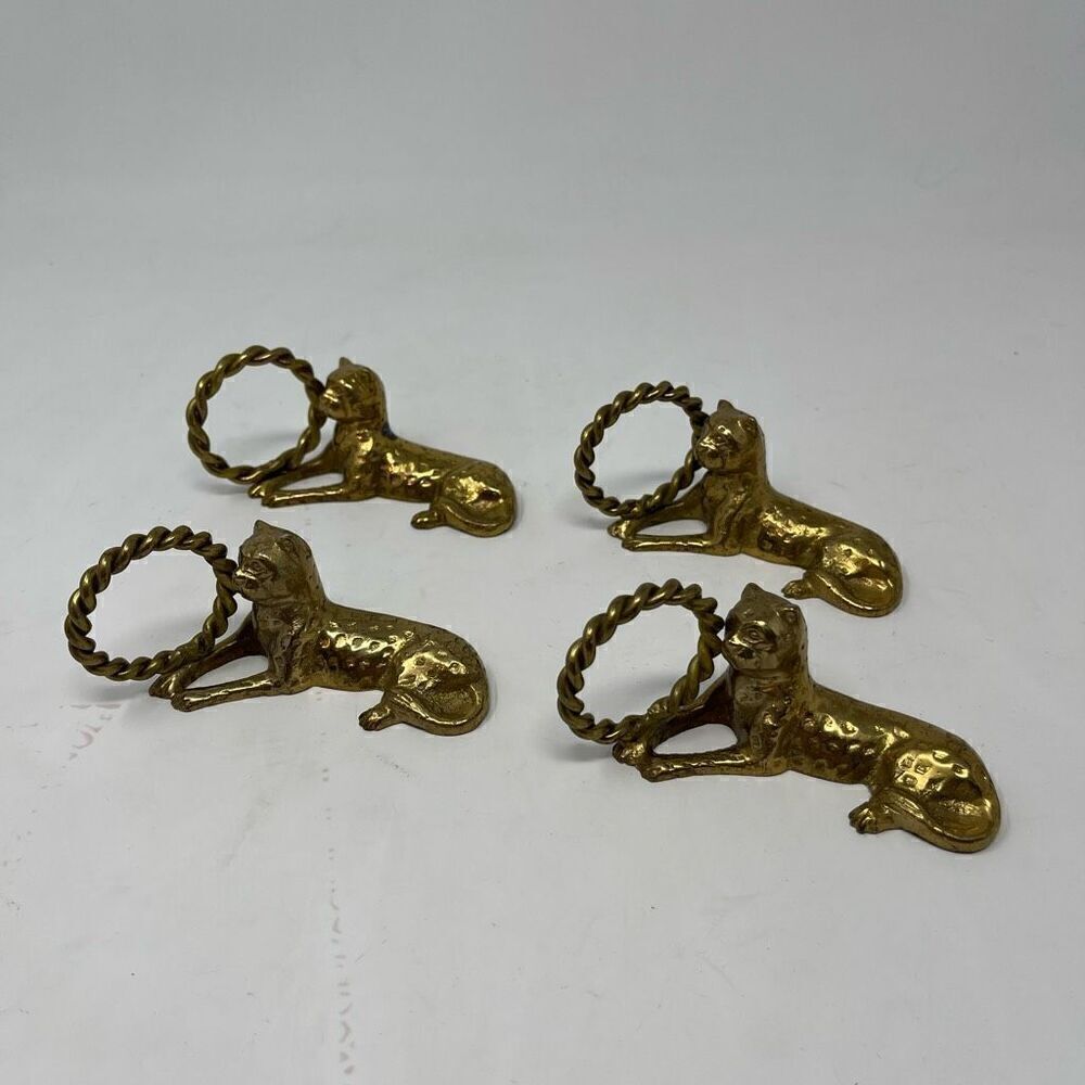 Set of 4 Vtg Bombay Company Napkin Rings Leopard Cheetah Jaguar Grandmillenial